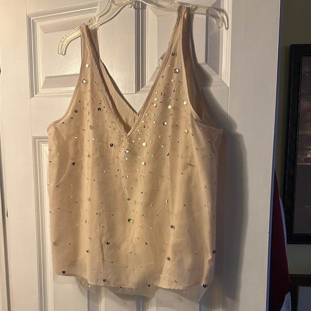 LOFT Beige Sequin Tank - brand new